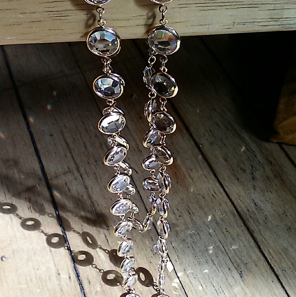 Swarovski Gold Bezeled Set Crystal Necklace